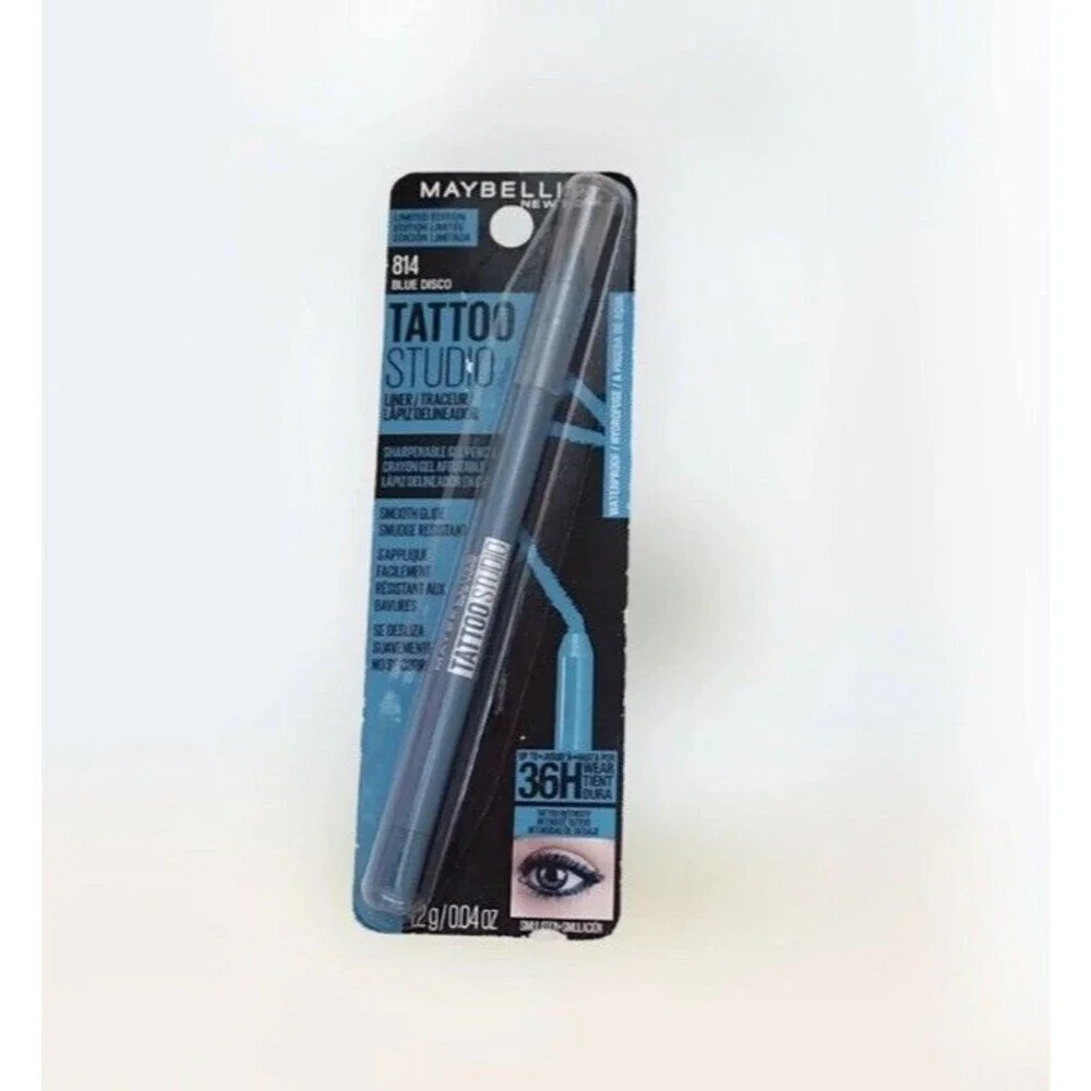 Ltd Ed MAYBELLINE TATTOO STUDIO 36HR WATERPROOF Eyeliner Pencil #814 BLUE DISCO